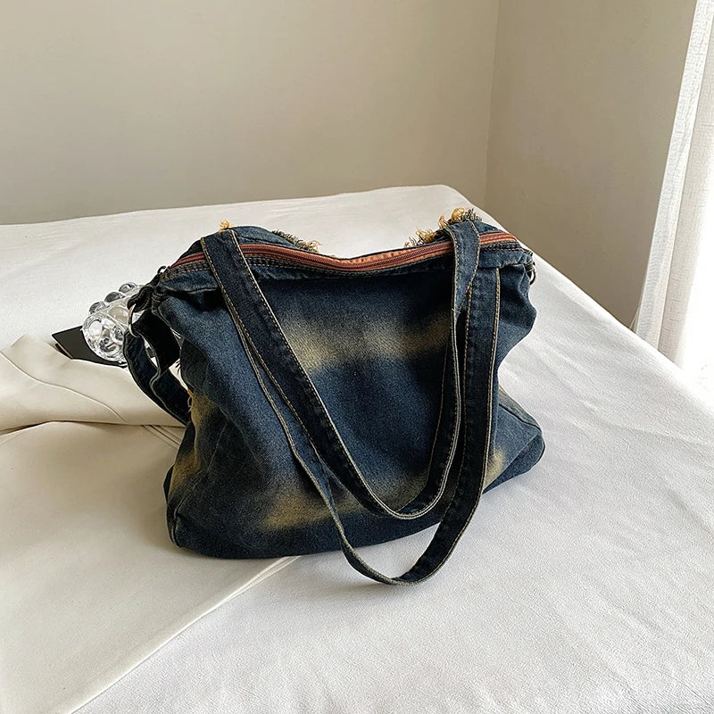 Berlleni - Denim Casual Tote Vintage Large Capacity Handbag