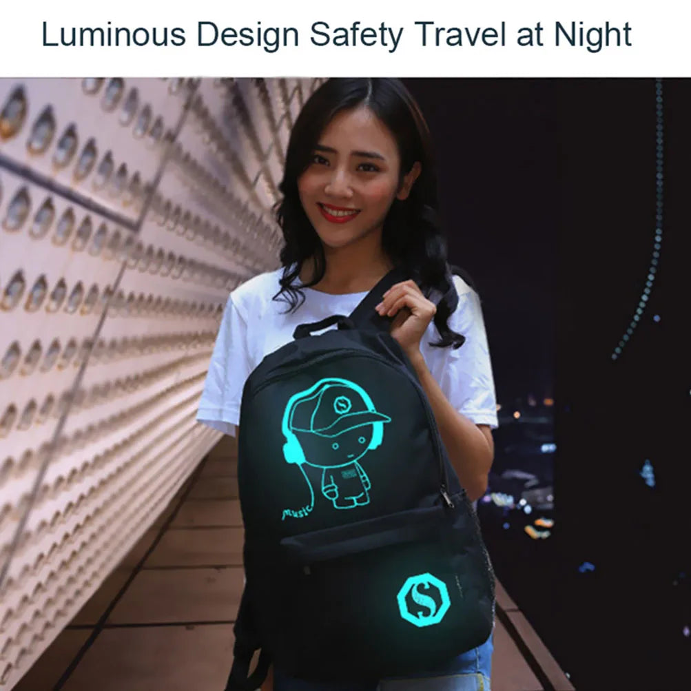 Berlleni - Luminous USB Laptop Backpacks for Men and Women